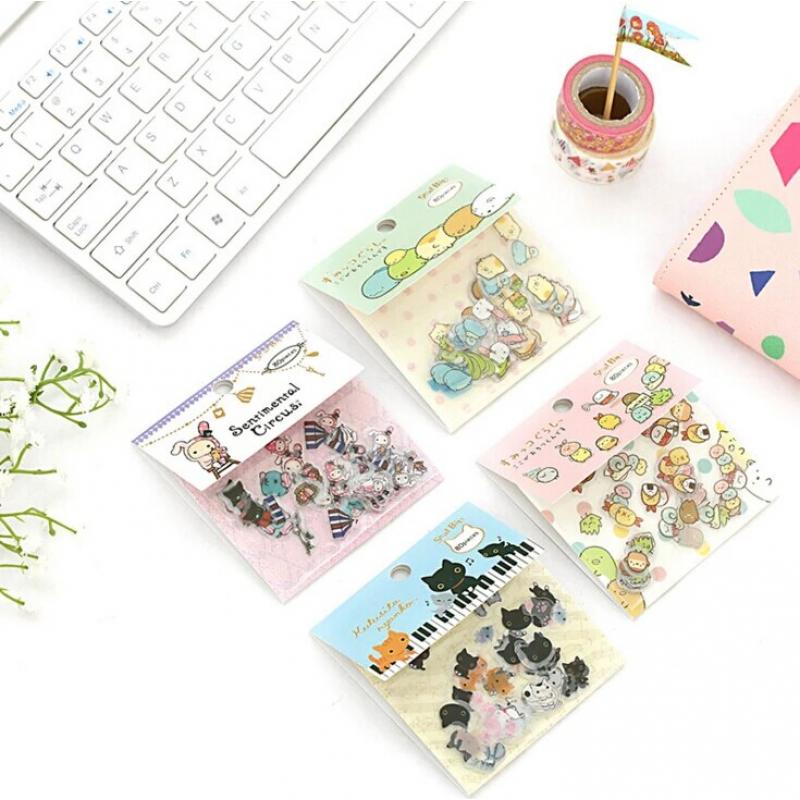 80 pcs pack Cute Sumikko Gurashi Cat Sentimental Circus Stickers Diary Label Stickers Decorative