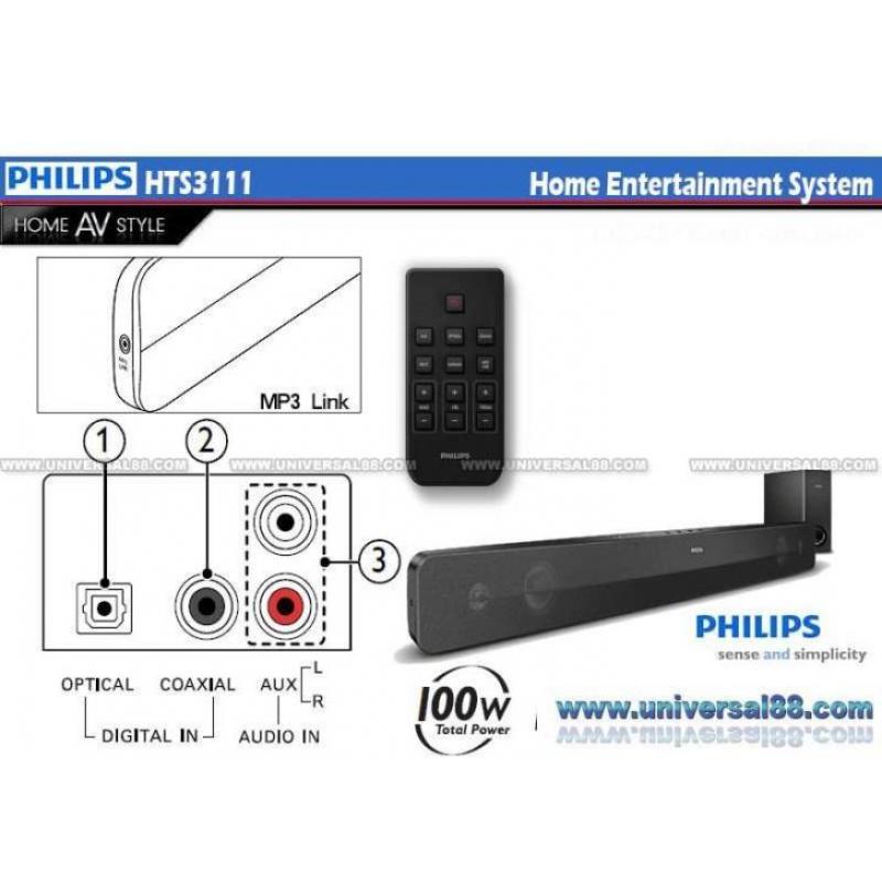 Phillips HTS31111/12 Soundbar met subwoofer 100 Watt