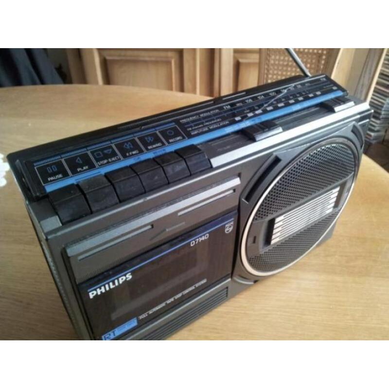 Philips radio cassette recorder jaren 80 d7140