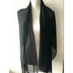 Polyester sjaal - zwart - 74 x 176 cm