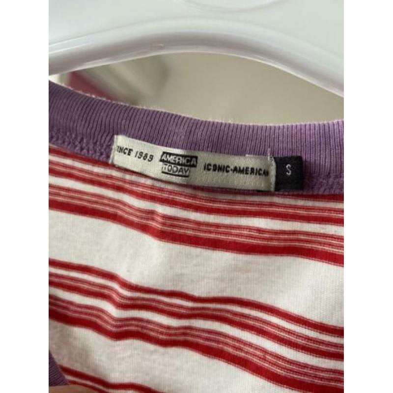 Shirt America Today maat S rood/wit/paars