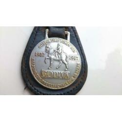 Sleutelhanger met munt Godiva fire pumps ltd 1937-1987