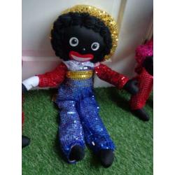 3 vintage Zwarte Piet poppen,buigzame lijfjes,pailletten pak