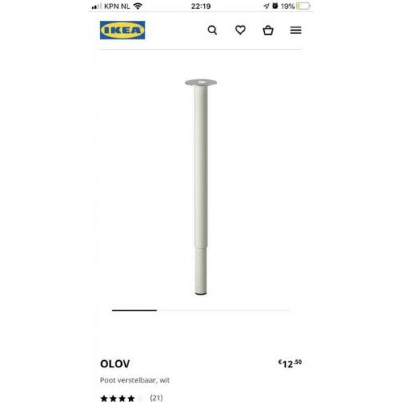 Ikea Variabele tafelpoot Olov 60-90 cm