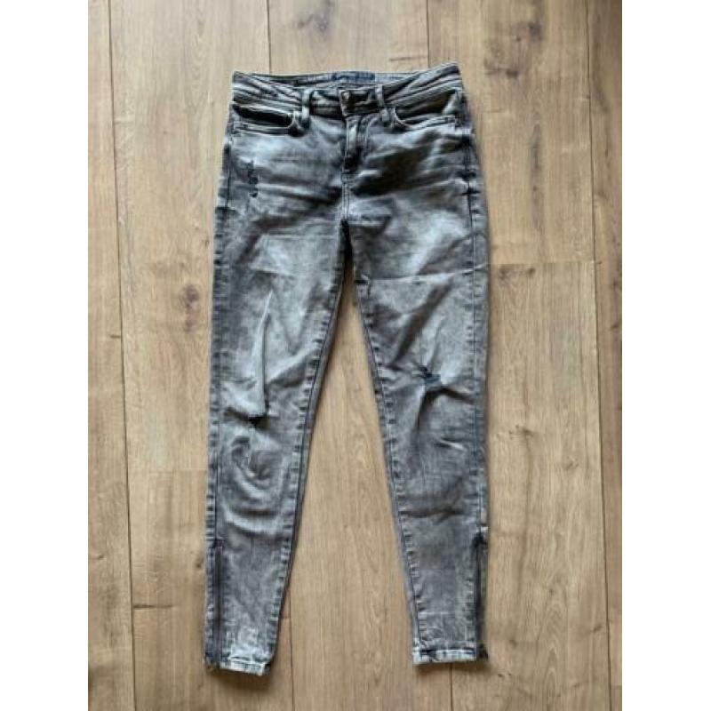 Grijze ripped jeans / spijkerbroek skinny van Zara maat XS