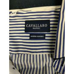 Cavallaro Napoli Overhemd Kleur Blauw/Wit Maat 43