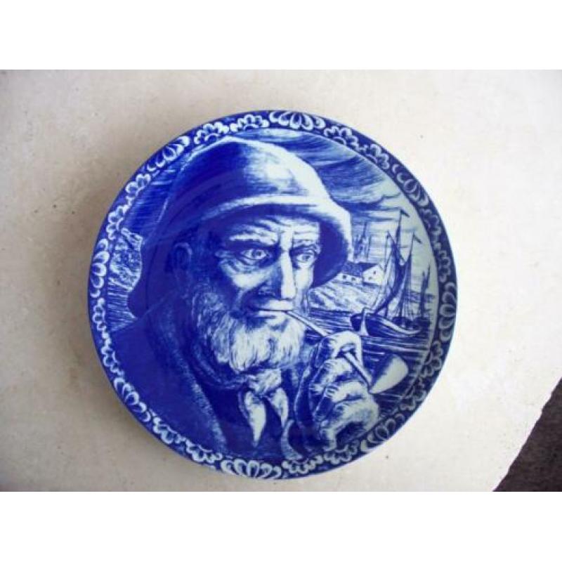 Delfts blauw bord Boch la Louviere, man, gaaf, 25 cm