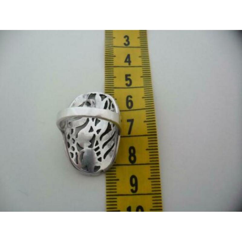 zilveren bloemen ring met markasiet [957]