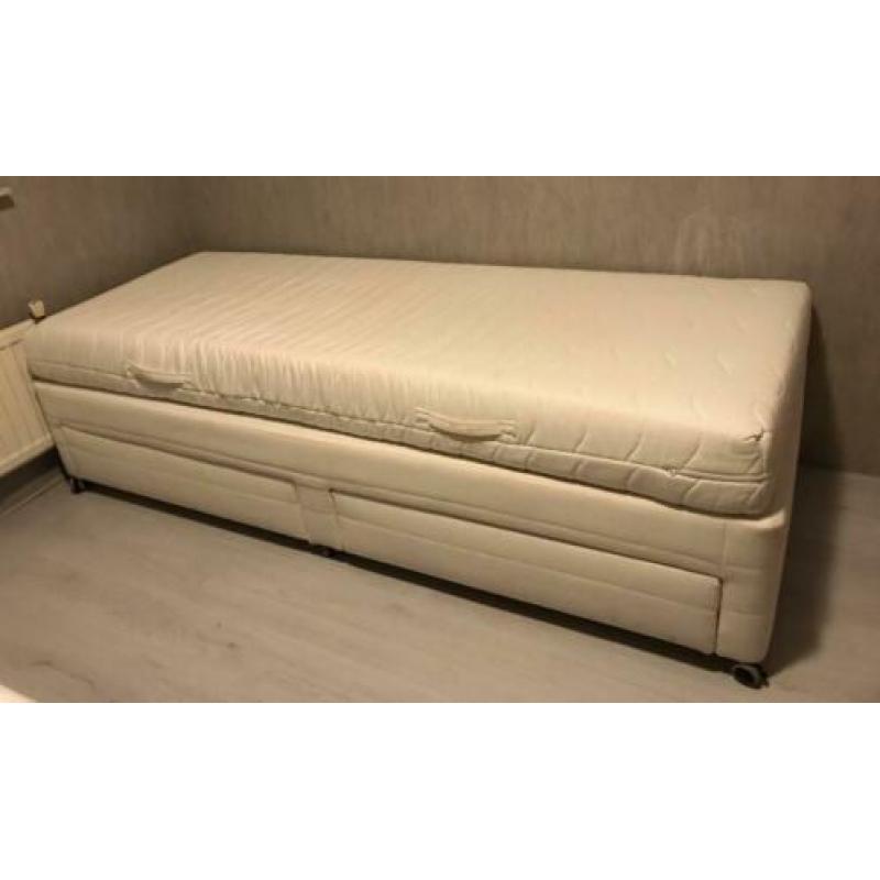 Boxspring|eenpersoons bed|wit bed|bed met lades|80x200|ikea