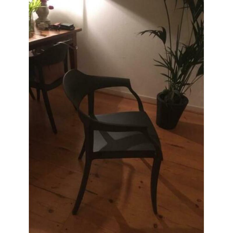 4x design eetkamer stoelen, merk Strass, kleur antraciet.