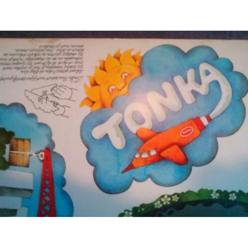3 Tonka bouwplaten uit de jaren zeventig op stevig karton 70