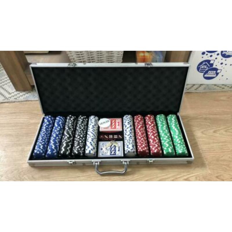 Professionele Pokerset in metalen koffer met sloten/sleutels