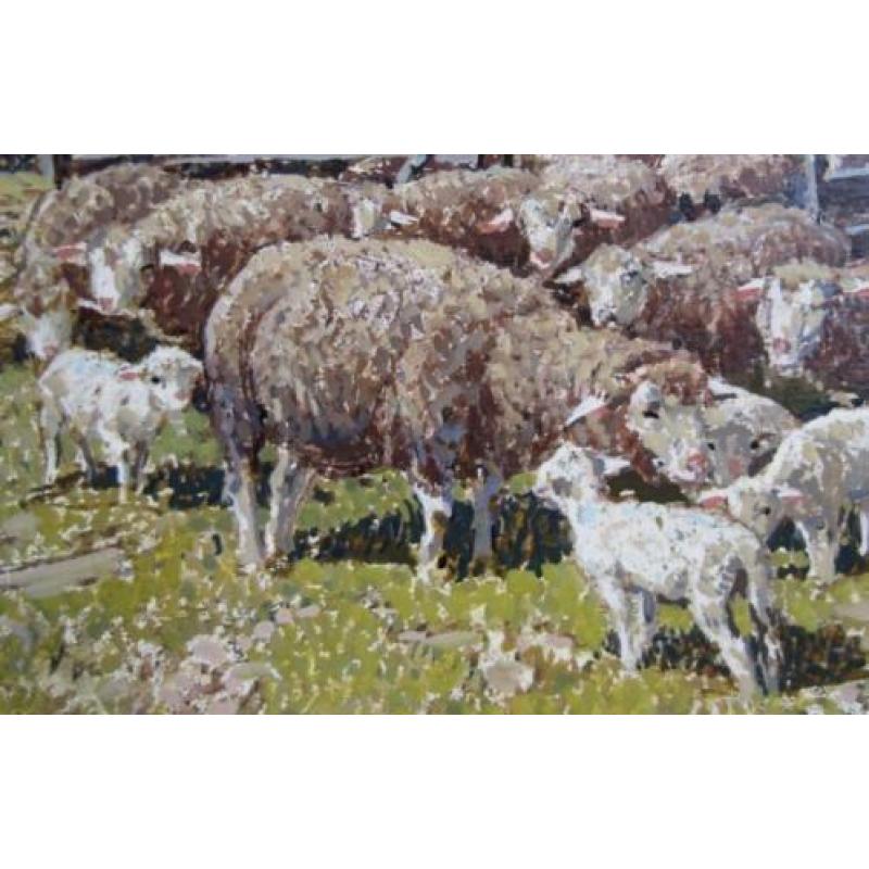 Peter Josef STRAHN 1904 - 1997==herder met schapen bij hut=