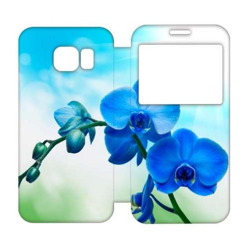 Samsung Galaxy S6 Edge Uniek Hoesje Orchidee Blauw B2Ctelecom laagste prijs