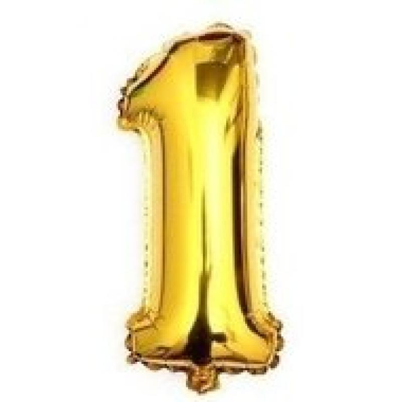 100 cm grote XL folie ballon van hoge kwaliteit nummer 1 goud Ballonnenparade