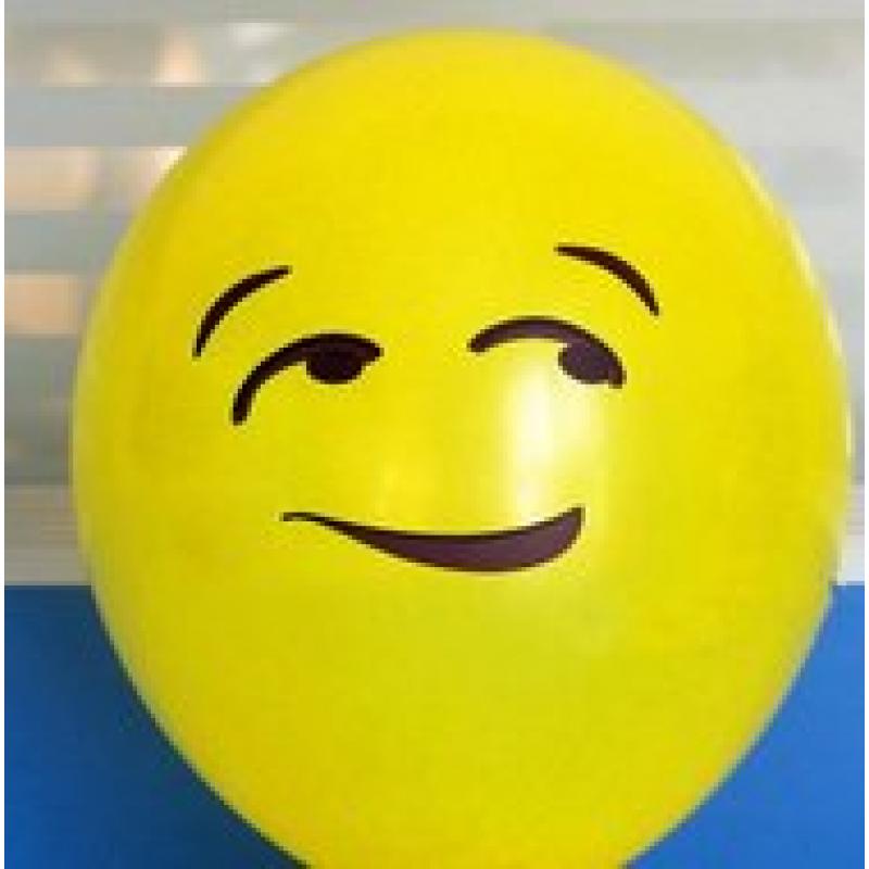 Koopje 111% Korting 10 stuks ballon smiley 30 cm geel blik