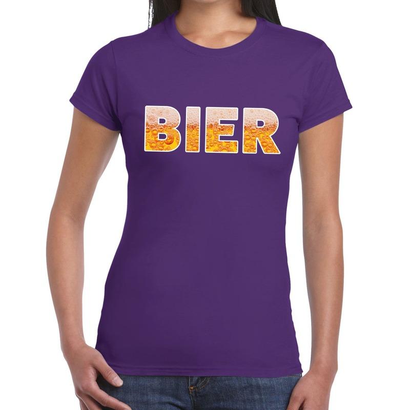 Toppers - Bier tekst t-shirt paars dames