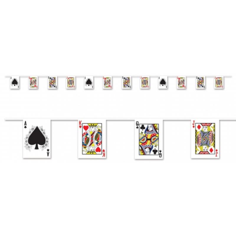 Thema feestartikelen AlleKleurenShirts Casino slinger met kaartspel 4 meter