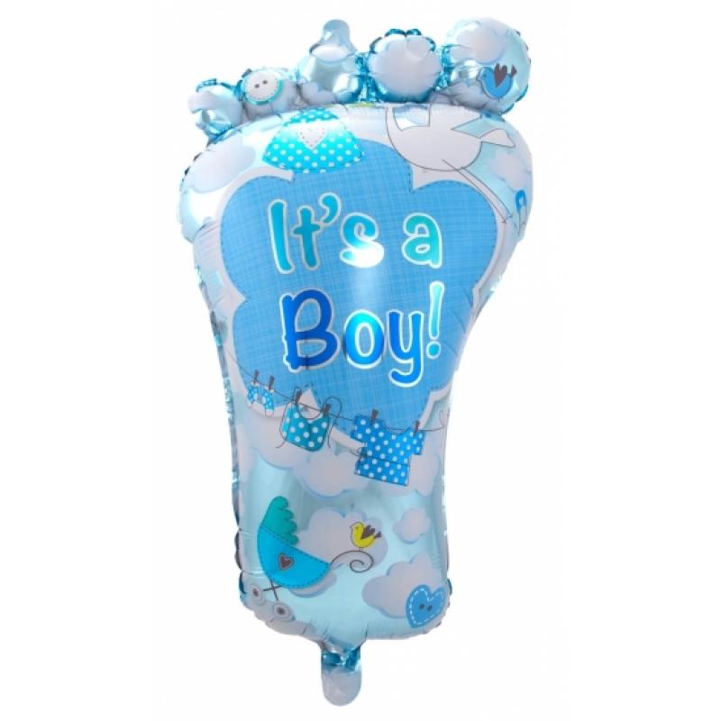 Geboorte feestartikelen Folat Blauwe geboorte folieballon voetje