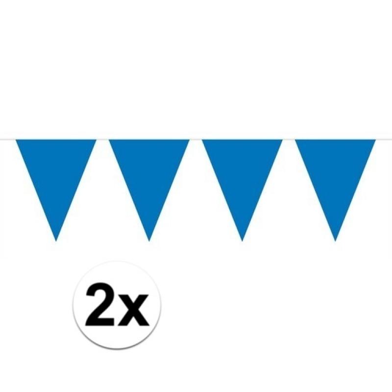 Kleuren versiering Geen 2x Mini vlaggenlijn slinger versiering blauw
