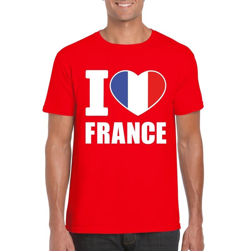 Shoppartners Rood I love Frankrijk fan shirt heren Landen versiering en vlaggen